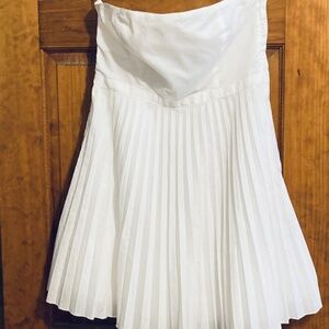 H&M (vintage) White Strapless Pleated Mini Dress sz 10